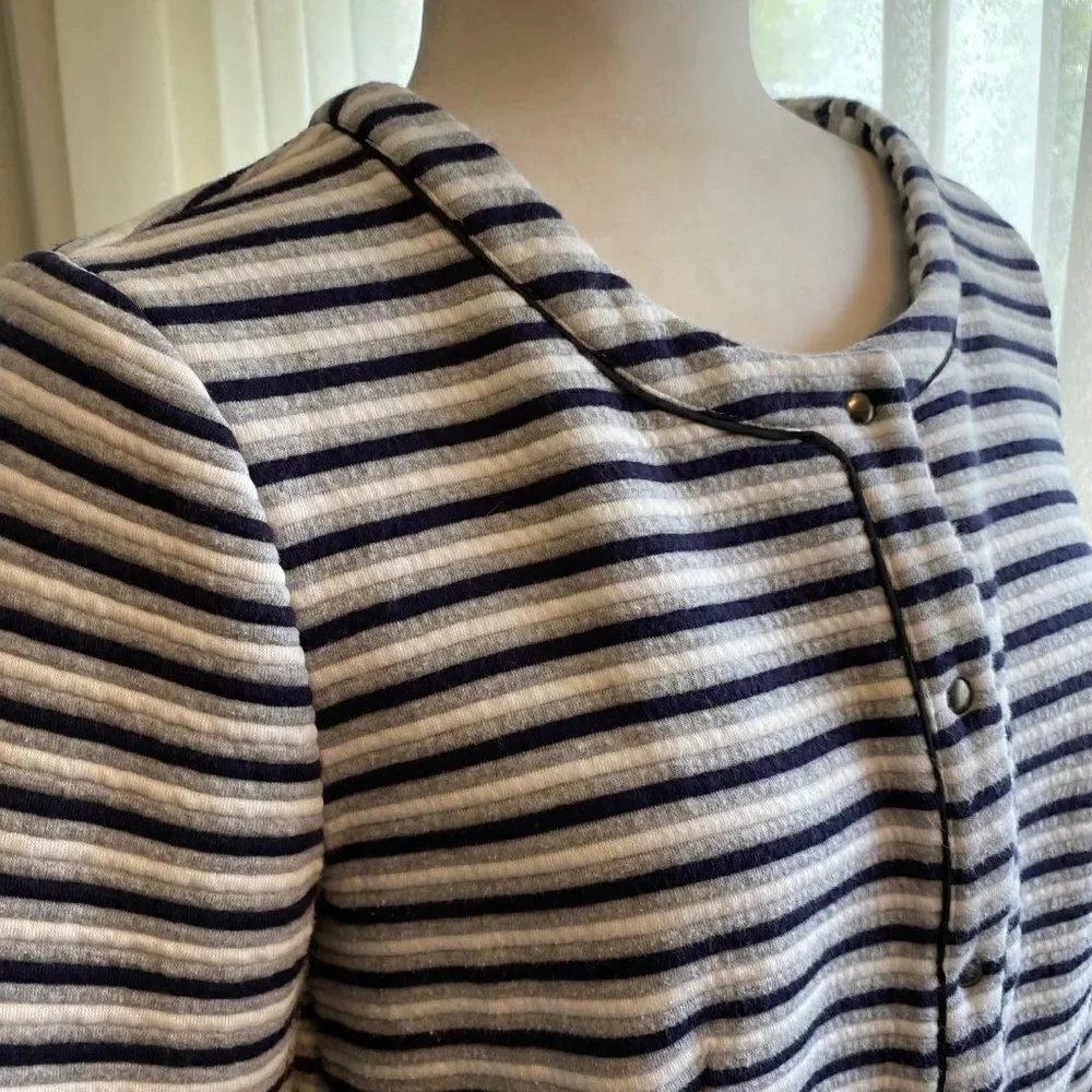 Isani for Target Black Gray Striped Knit Blend Cardigan Sweater SZ M